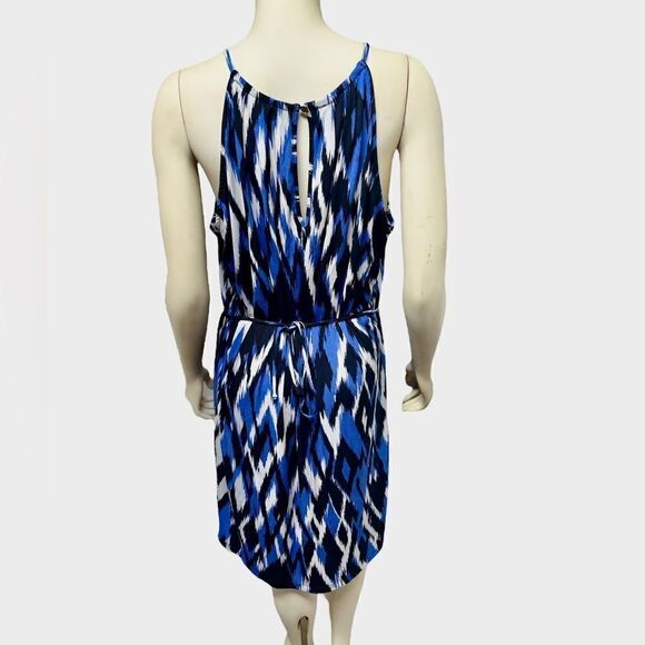 Banana Republic Blue and Black Sleeveless Spaghetti Strap Knee Length Dress Tie - Picture 6 of 7